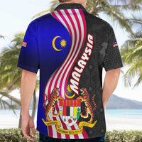 Malaysia Coat of Arms Hawaiian Shirt with National Flag and Black Batik Pattern