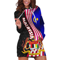 Malaysia Coat of Arms Hoodie Dress with National Flag and Black Batik Pattern