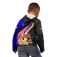 Malaysia Coat of Arms Kid Hoodie with National Flag and Black Batik Pattern