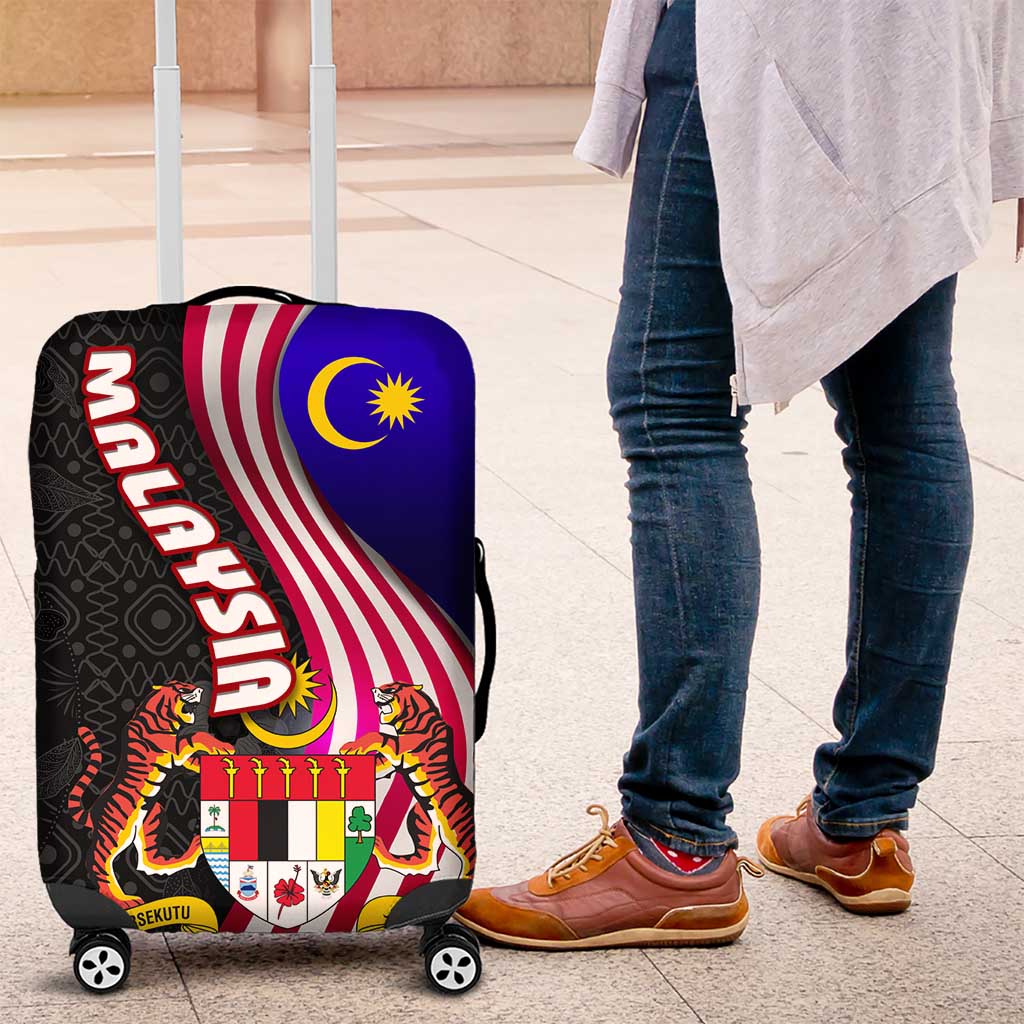 Malaysia Coat of Arms Luggage Cover with National Flag and Black Batik Pattern