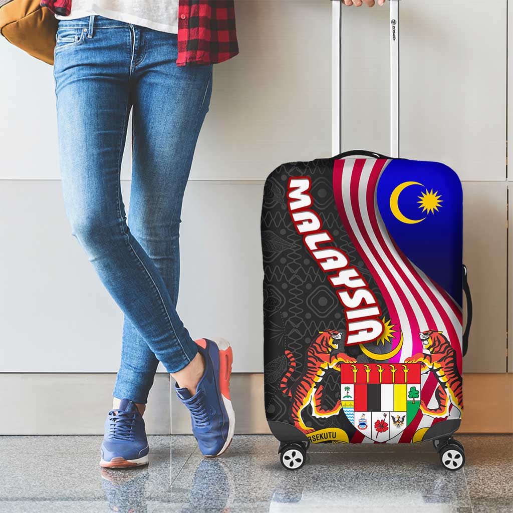 Malaysia Coat of Arms Luggage Cover with National Flag and Black Batik Pattern