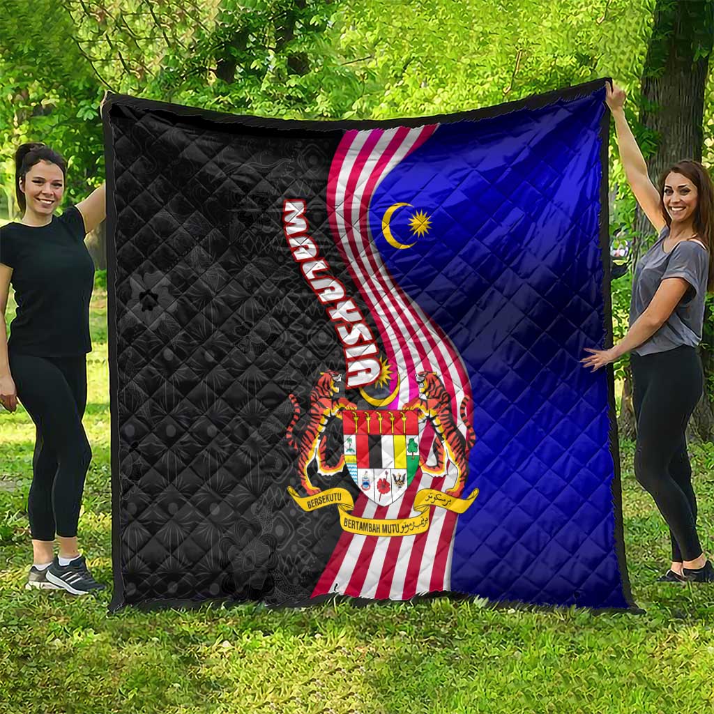 Malaysia Coat of Arms Quilt with National Flag and Black Batik Pattern