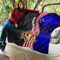 Malaysia Coat of Arms Quilt with National Flag and Black Batik Pattern