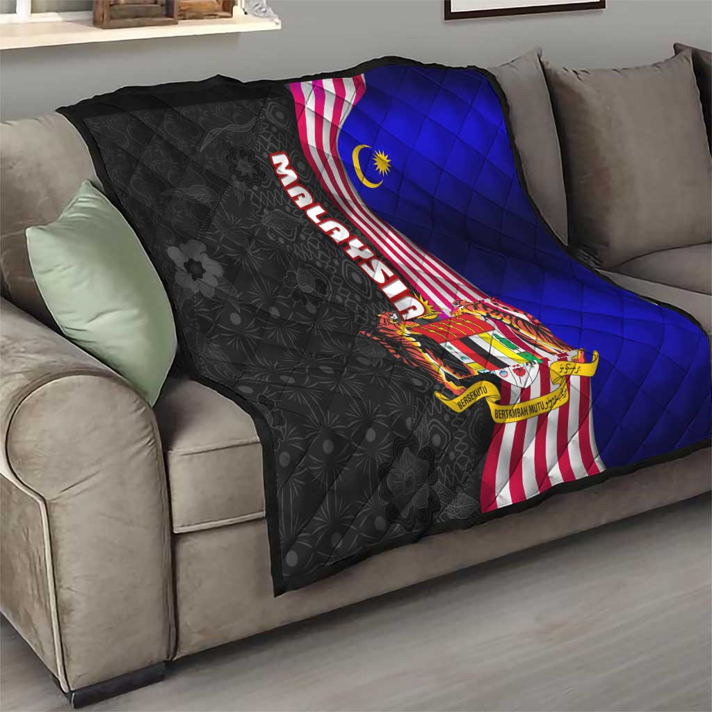 Malaysia Coat of Arms Quilt with National Flag and Black Batik Pattern
