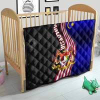 Malaysia Coat of Arms Quilt with National Flag and Black Batik Pattern