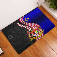 Malaysia Coat of Arms Rubber Doormat with National Flag and Black Batik Pattern