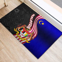 Malaysia Coat of Arms Rubber Doormat with National Flag and Black Batik Pattern