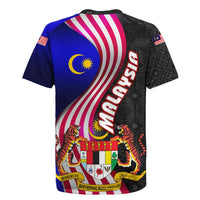 Malaysia Coat of Arms Rugby Jersey with National Flag and Black Batik Pattern