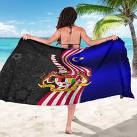 Malaysia Coat of Arms Sarong with National Flag and Black Batik Pattern