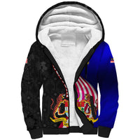 Malaysia Coat of Arms Sherpa Hoodie with National Flag and Black Batik Pattern