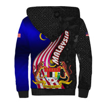 Malaysia Coat of Arms Sherpa Hoodie with National Flag and Black Batik Pattern