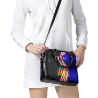 Malaysia Coat of Arms Shoulder Handbag with National Flag and Black Batik Pattern
