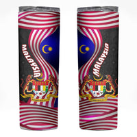 Malaysia Coat of Arms Skinny Tumbler with National Flag and Black Batik Pattern