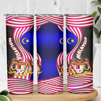 Malaysia Coat of Arms Skinny Tumbler with National Flag and Black Batik Pattern