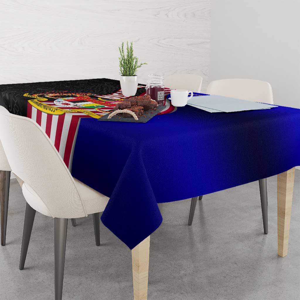Malaysia Coat of Arms Tablecloth with National Flag and Black Batik Pattern