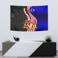 Malaysia Coat of Arms Tapestry with National Flag and Black Batik Pattern