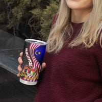 Malaysia Coat of Arms Tumbler Cup with National Flag and Black Batik Pattern