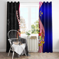 Malaysia Coat of Arms Window Curtain with National Flag and Black Batik Pattern