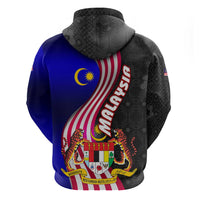Malaysia Coat of Arms Zip Hoodie with National Flag and Black Batik Pattern