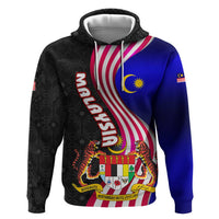 Malaysia Coat of Arms Zip Hoodie with National Flag and Black Batik Pattern