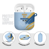 Prince Hall Freemasonry AirPods Case Vintage Brush Stroke Masonic Blue Gold Graphic