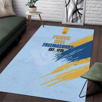 Prince Hall Freemasonry Area Rug Vintage Brush Stroke Masonic Blue Gold Graphic