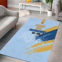 Prince Hall Freemasonry Area Rug Vintage Brush Stroke Masonic Blue Gold Graphic