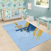 Prince Hall Freemasonry Area Rug Vintage Brush Stroke Masonic Blue Gold Graphic