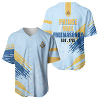 Prince Hall Freemasonry Baseball Jersey Vintage Brush Stroke Masonic Blue Gold Graphic