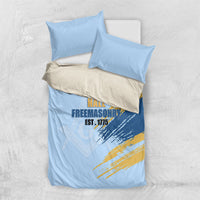 Prince Hall Freemasonry Bedding Set Vintage Brush Stroke Masonic Blue Gold Graphic
