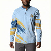 Prince Hall Freemasonry Button Sweatshirt Vintage Brush Stroke Masonic Blue Gold Graphic