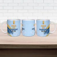 Prince Hall Freemasonry Ceramic Mug Vintage Brush Stroke Masonic Blue Gold Graphic