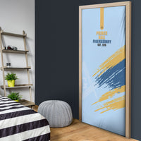 Prince Hall Freemasonry Door Cover Vintage Brush Stroke Masonic Blue Gold Graphic