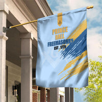 Prince Hall Freemasonry Garden Flag Vintage Brush Stroke Masonic Blue Gold Graphic