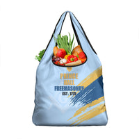 Prince Hall Freemasonry Grocery Bag Vintage Brush Stroke Masonic Blue Gold Graphic