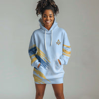Prince Hall Freemasonry Hoodie Dress Vintage Brush Stroke Masonic Blue Gold Graphic