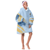 Prince Hall Freemasonry Kid Wearable Blanket Hoodie Vintage Brush Stroke Masonic Blue Gold Graphic