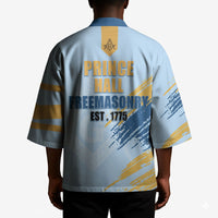 Prince Hall Freemasonry Kimono Vintage Brush Stroke Masonic Blue Gold Graphic