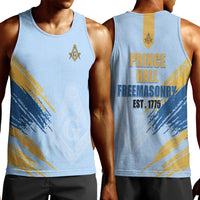 Prince Hall Freemasonry Men Tank Top Vintage Brush Stroke Masonic Blue Gold Graphic