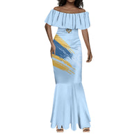 Prince Hall Freemasonry Mermaid Dress Vintage Brush Stroke Masonic Blue Gold Graphic