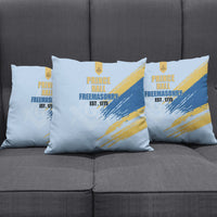 Prince Hall Freemasonry Pillow Cover Vintage Brush Stroke Masonic Blue Gold Graphic