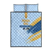 Prince Hall Freemasonry Quilt Bed Set Vintage Brush Stroke Masonic Blue Gold Graphic