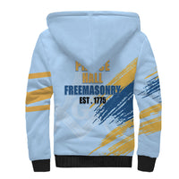 Prince Hall Freemasonry Sherpa Hoodie Vintage Brush Stroke Masonic Blue Gold Graphic