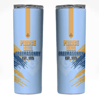 Prince Hall Freemasonry Skinny Tumbler Vintage Brush Stroke Masonic Blue Gold Graphic