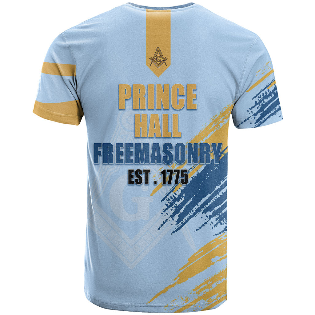 Prince Hall Freemasonry T shirt Vintage Brush Stroke Masonic Blue Gold Graphic