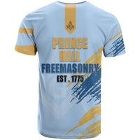 Prince Hall Freemasonry T shirt Vintage Brush Stroke Masonic Blue Gold Graphic