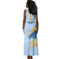 Prince Hall Freemasonry Tank Maxi Dress Vintage Brush Stroke Masonic Blue Gold Graphic