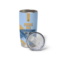 Prince Hall Freemasonry Tumbler Cup Vintage Brush Stroke Masonic Blue Gold Graphic