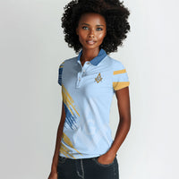 Prince Hall Freemasonry Women Polo Shirt Vintage Brush Stroke Masonic Blue Gold Graphic
