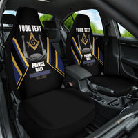 Personalized Prince Hall Freemasonry Car Seat Cover Royal Blue Gold Masonic Geometric Legacy Graphic